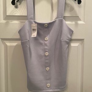 Ann Taylor Textured Button Square Neck Tank XS Peri Nova